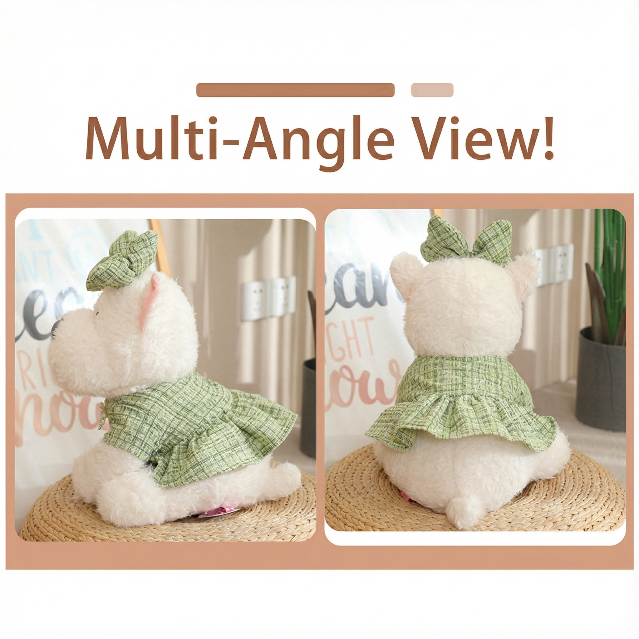 MaimaiLab Teddy Pup – Vintage Bow Plush (24cm)