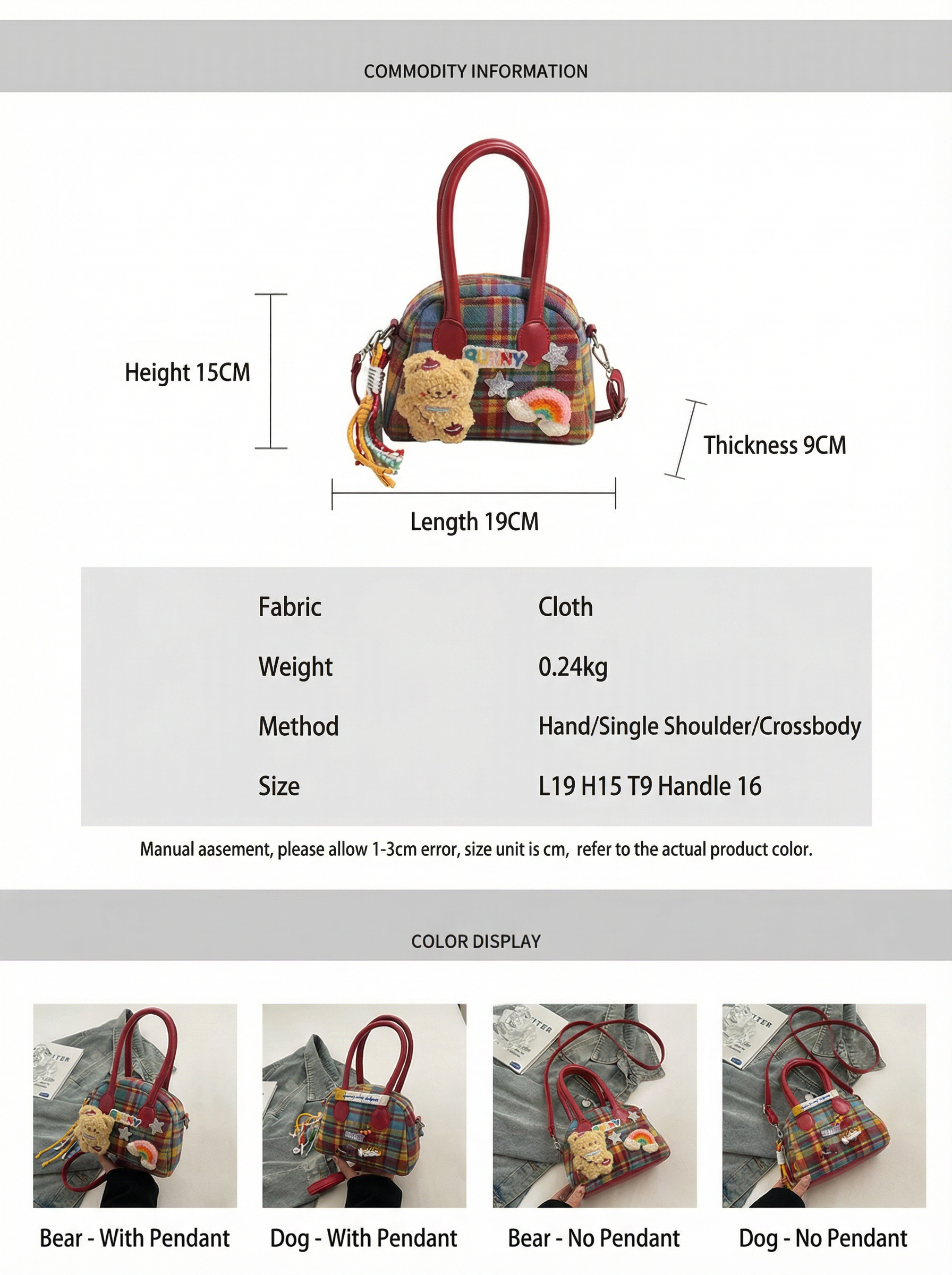 MaimaiLab Bear Charm Mini Crossbody Bag