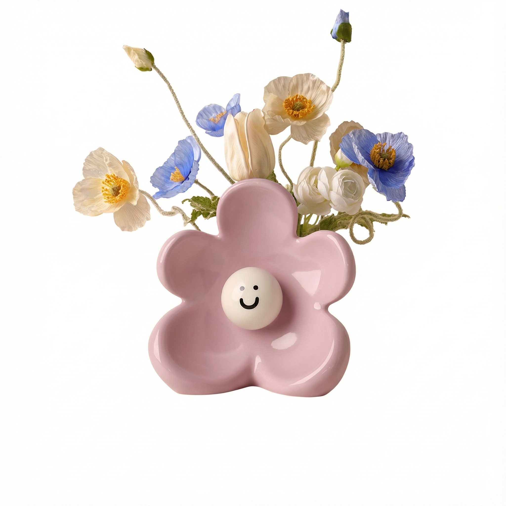 Smiley Flower Ceramic Vase
