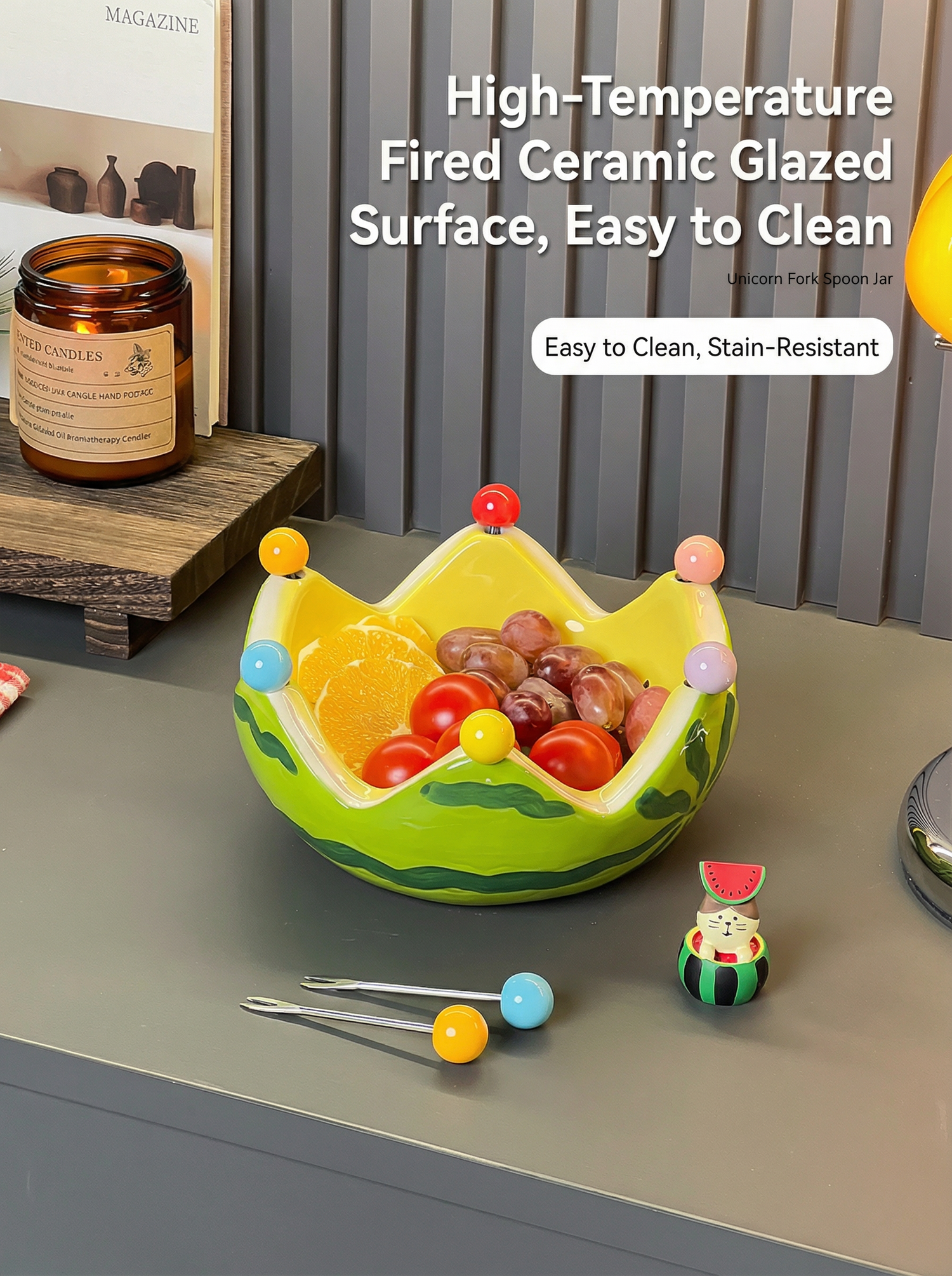 MaimaiLab Watermelon Ceramic Fruit Bowl