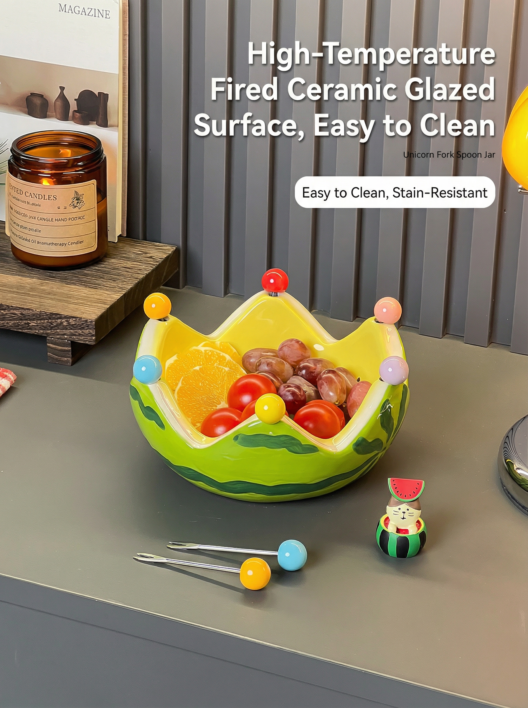 MaimaiLab Watermelon Ceramic Fruit Bowl