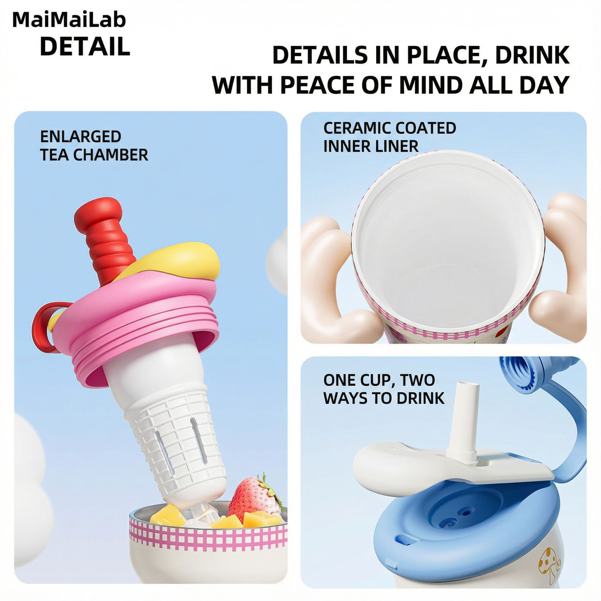 MaimaiLab Insulated Straw Bottle - 700 ml