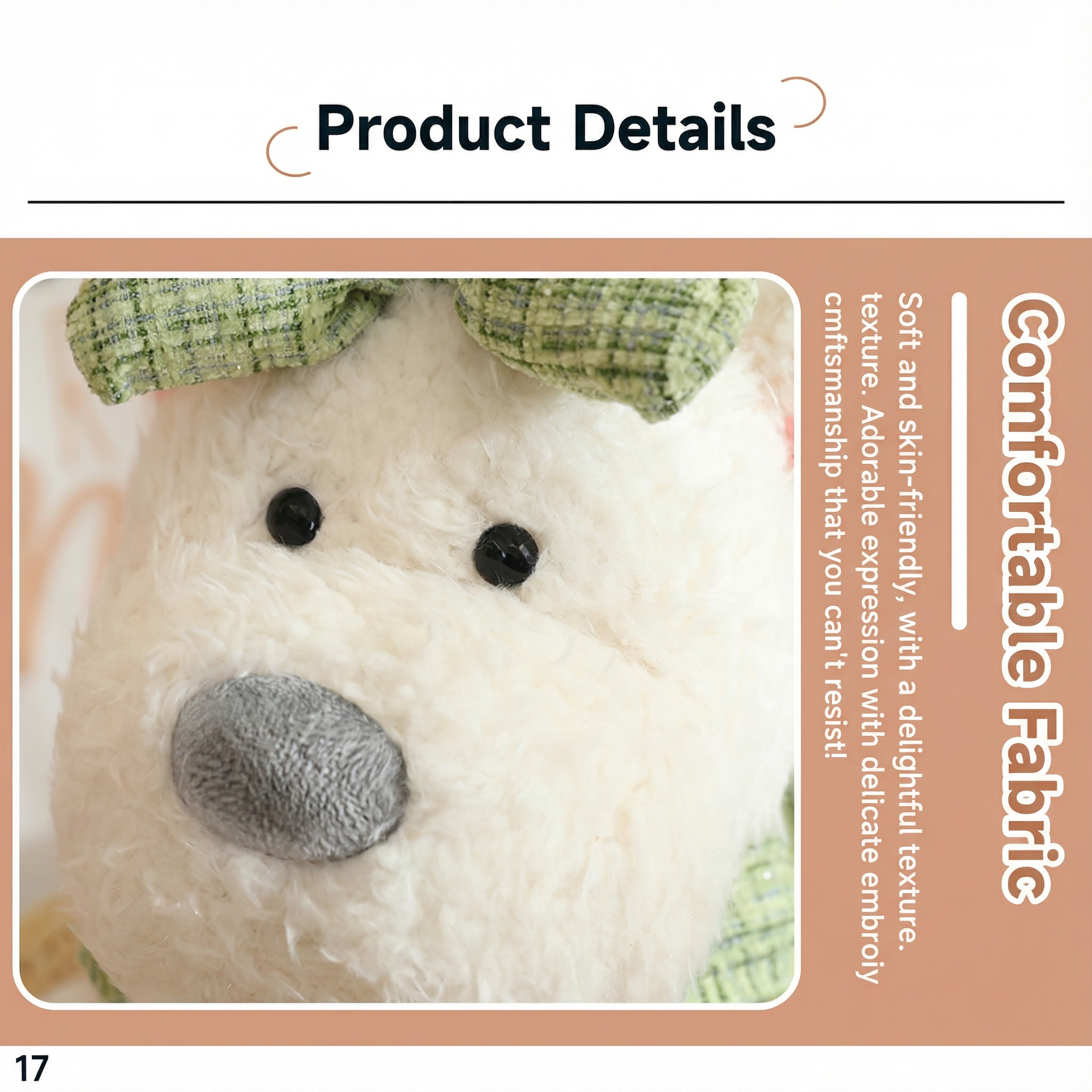 MaimaiLab Teddy Pup – Vintage Bow Plush (24cm)