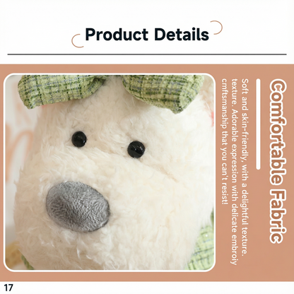 MaimaiLab Teddy Pup – Vintage Bow Plush (24cm)