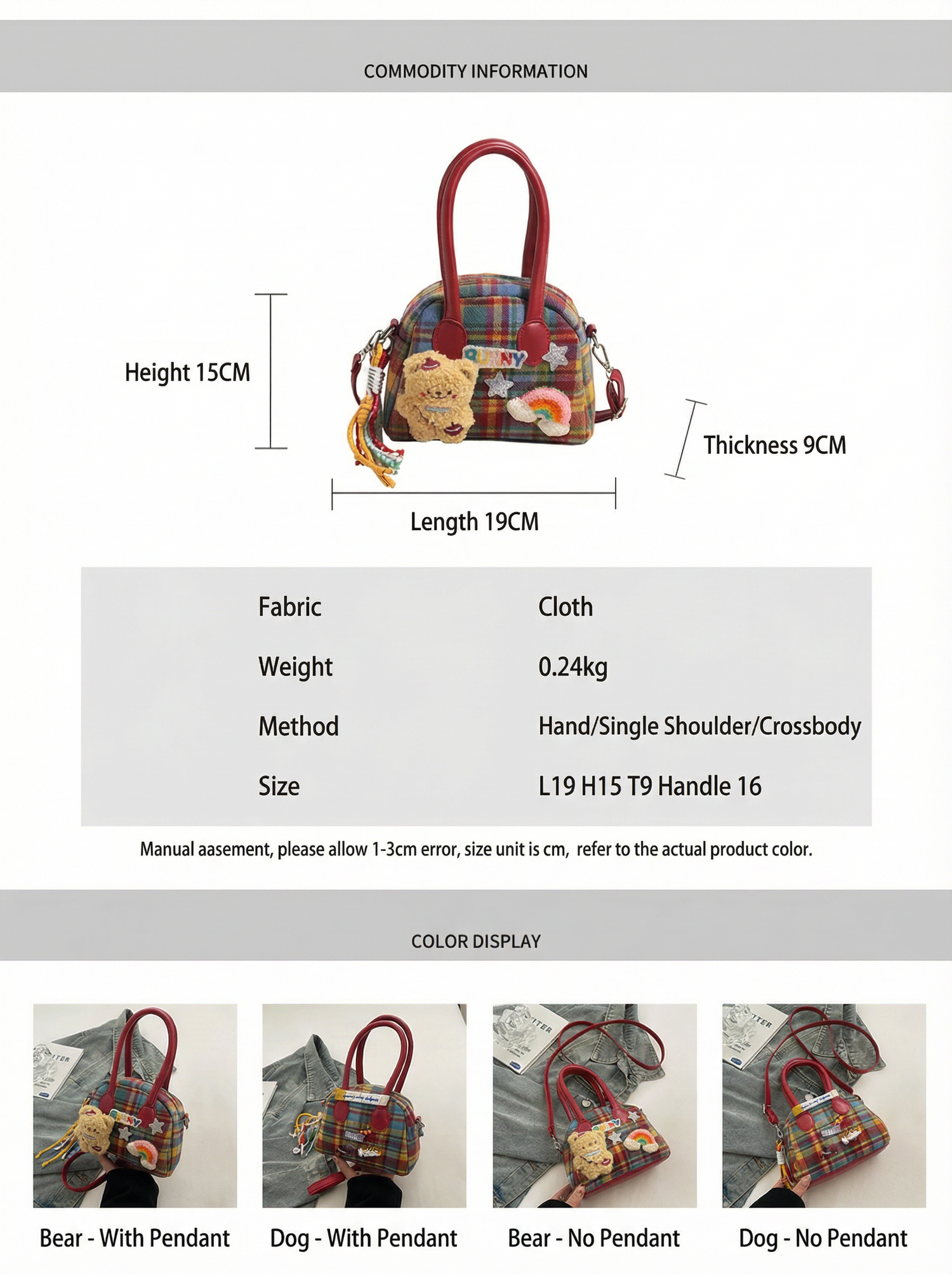 MaimaiLab Bear Charm Mini Crossbody Bag