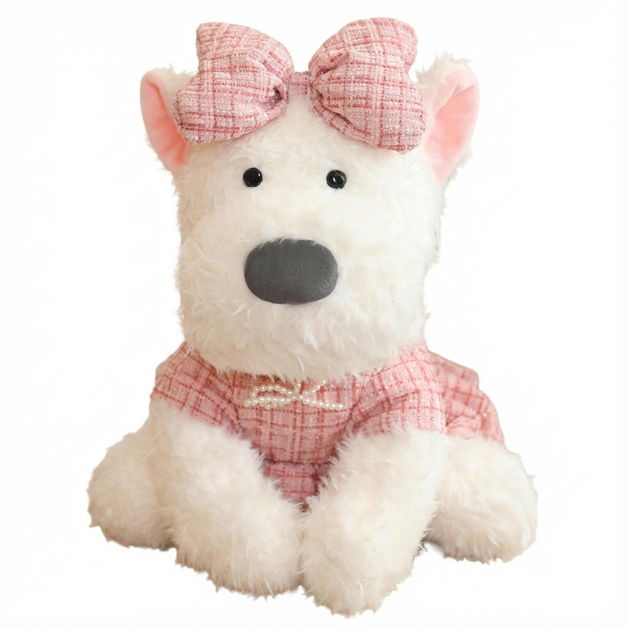 MaimaiLab Teddy Pup – Vintage Bow Plush (24cm)