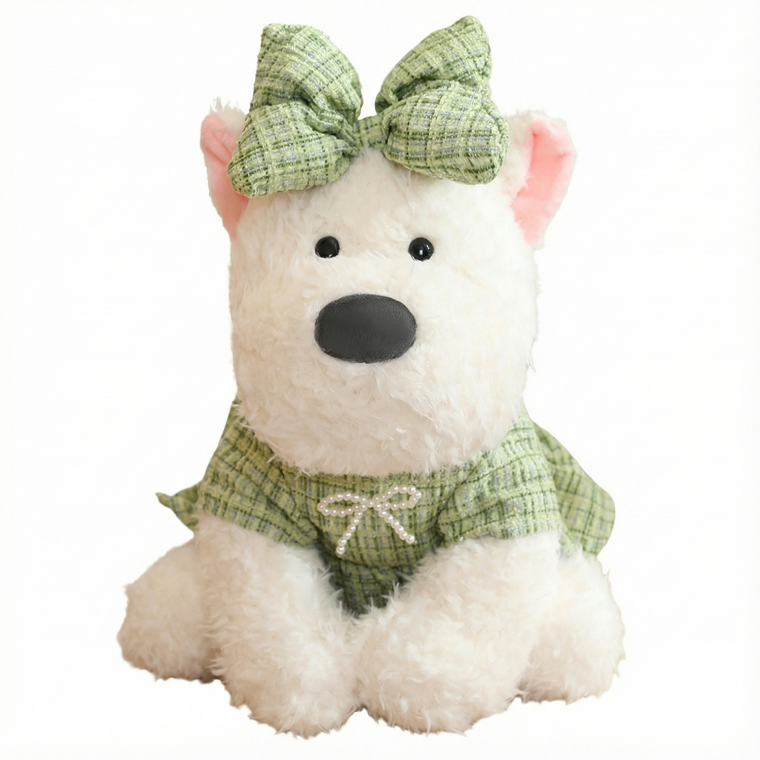MaimaiLab Teddy Pup – Vintage Bow Plush (24cm)