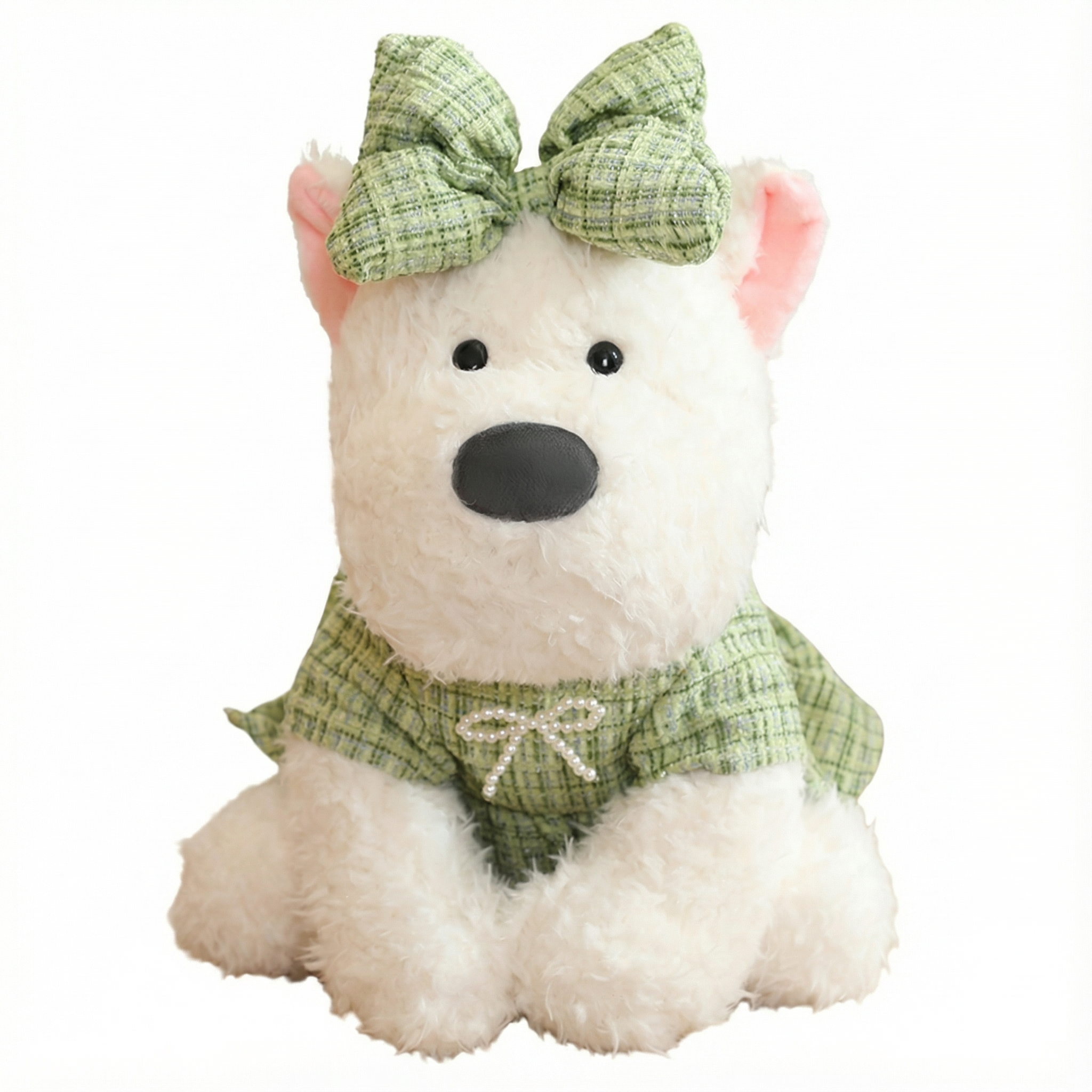 MaimaiLab Teddy Pup – Vintage Bow Plush (24cm)