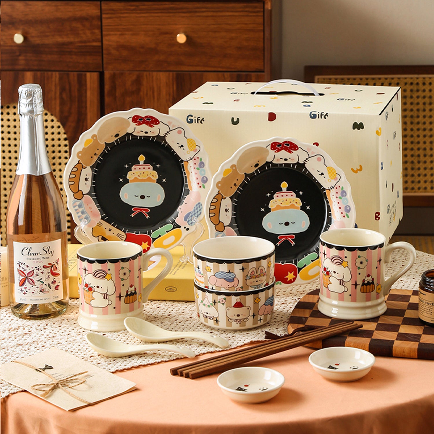 MaimaiLab “Playful Paws” Ceramic Tableware Gift Set