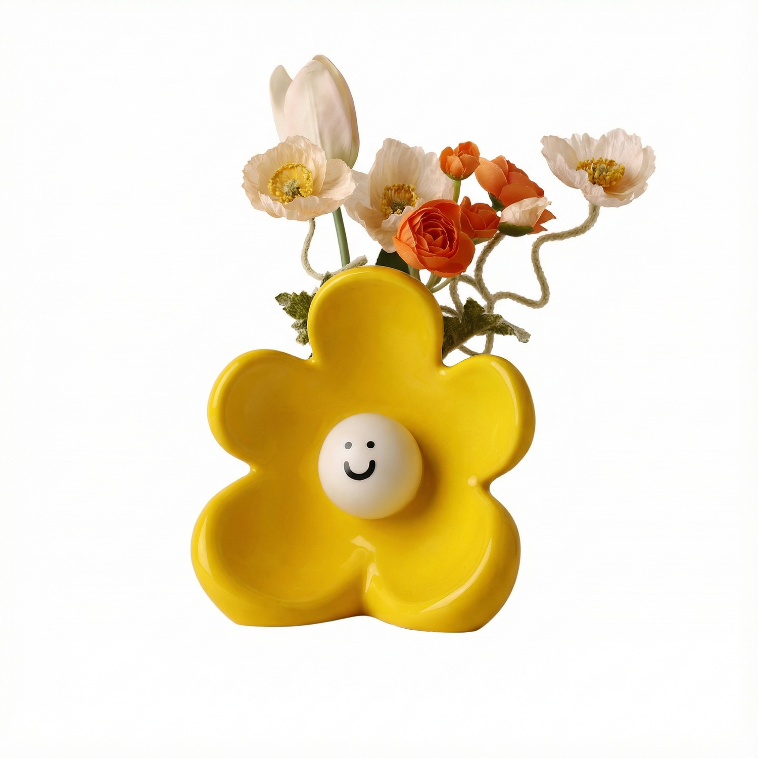 Smiley Flower Ceramic Vase