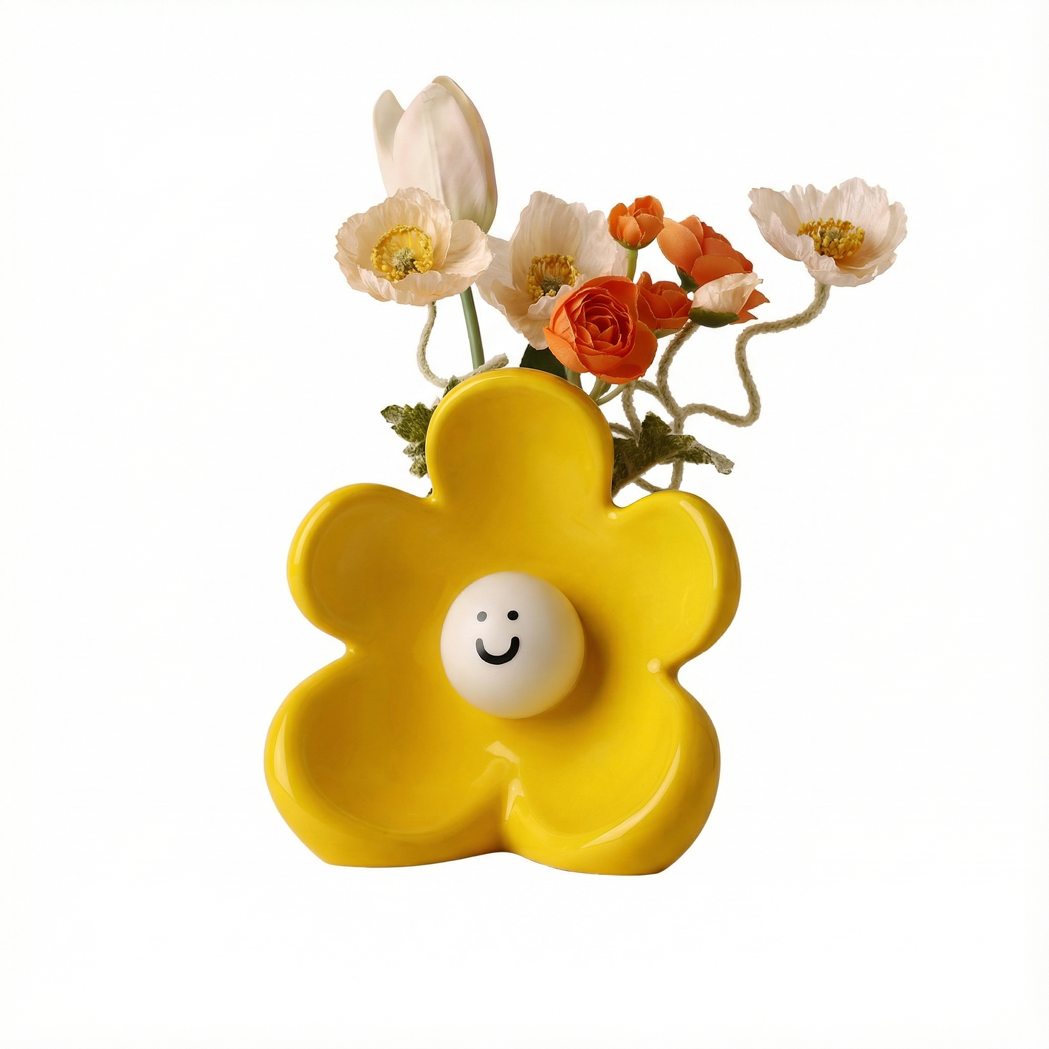 Smiley Flower Ceramic Vase