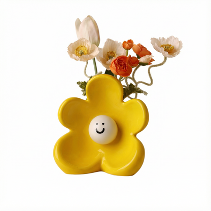 Smiley Flower Ceramic Vase