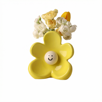 Smiley Flower Ceramic Vase