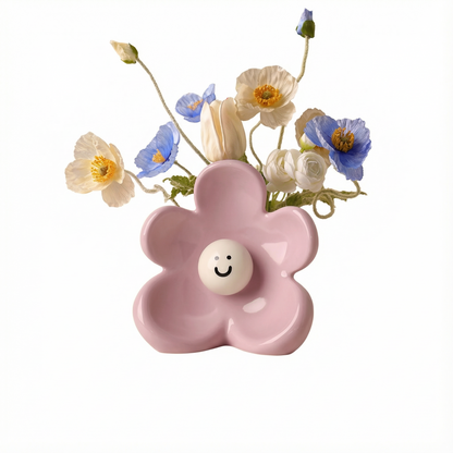 Smiley Flower Ceramic Vase