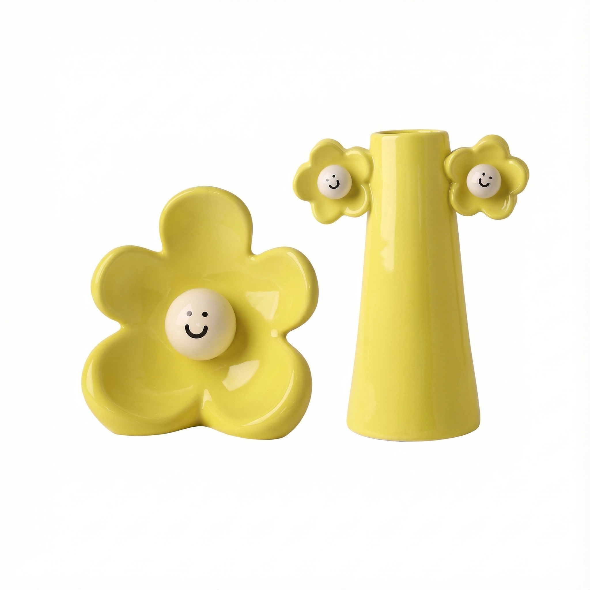Smiley Flower Ceramic Vase