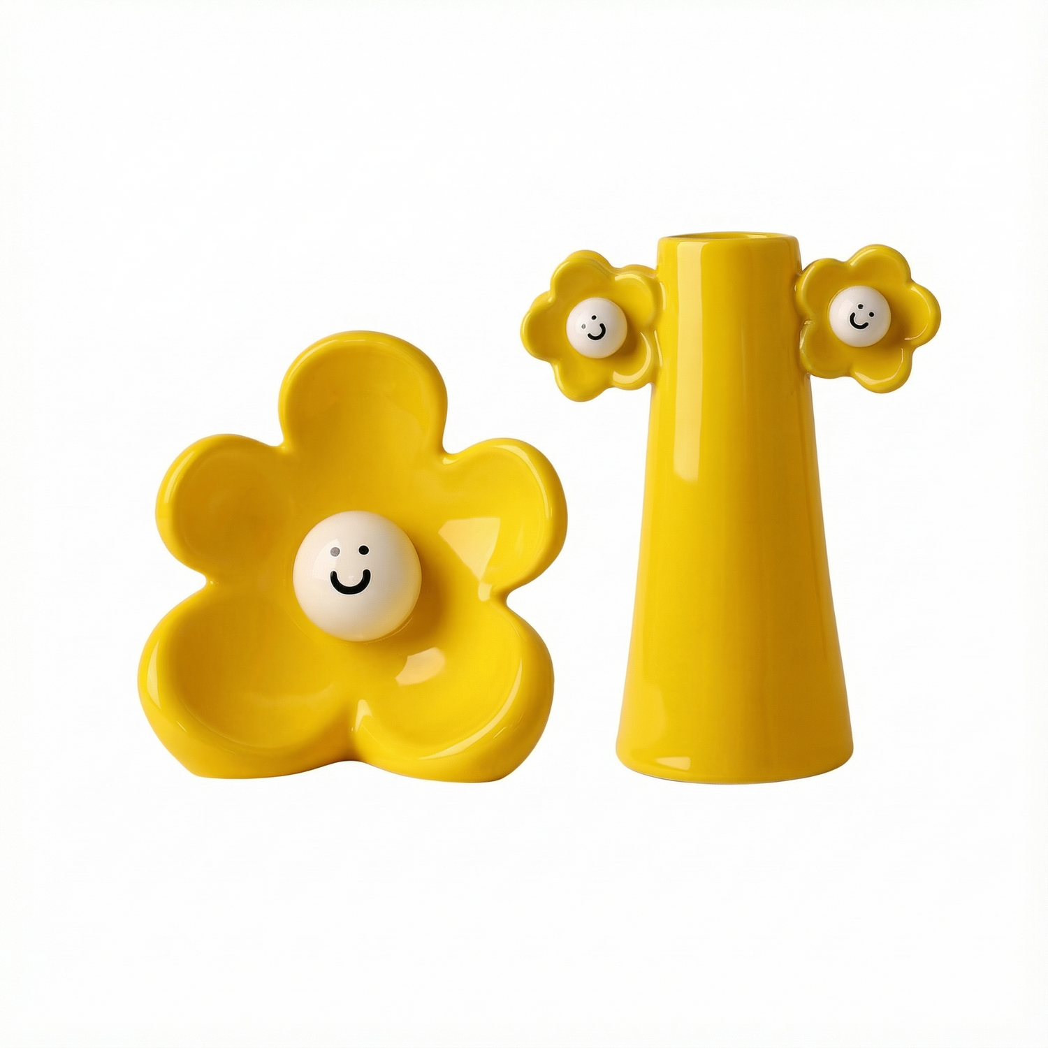 Smiley Flower Ceramic Vase