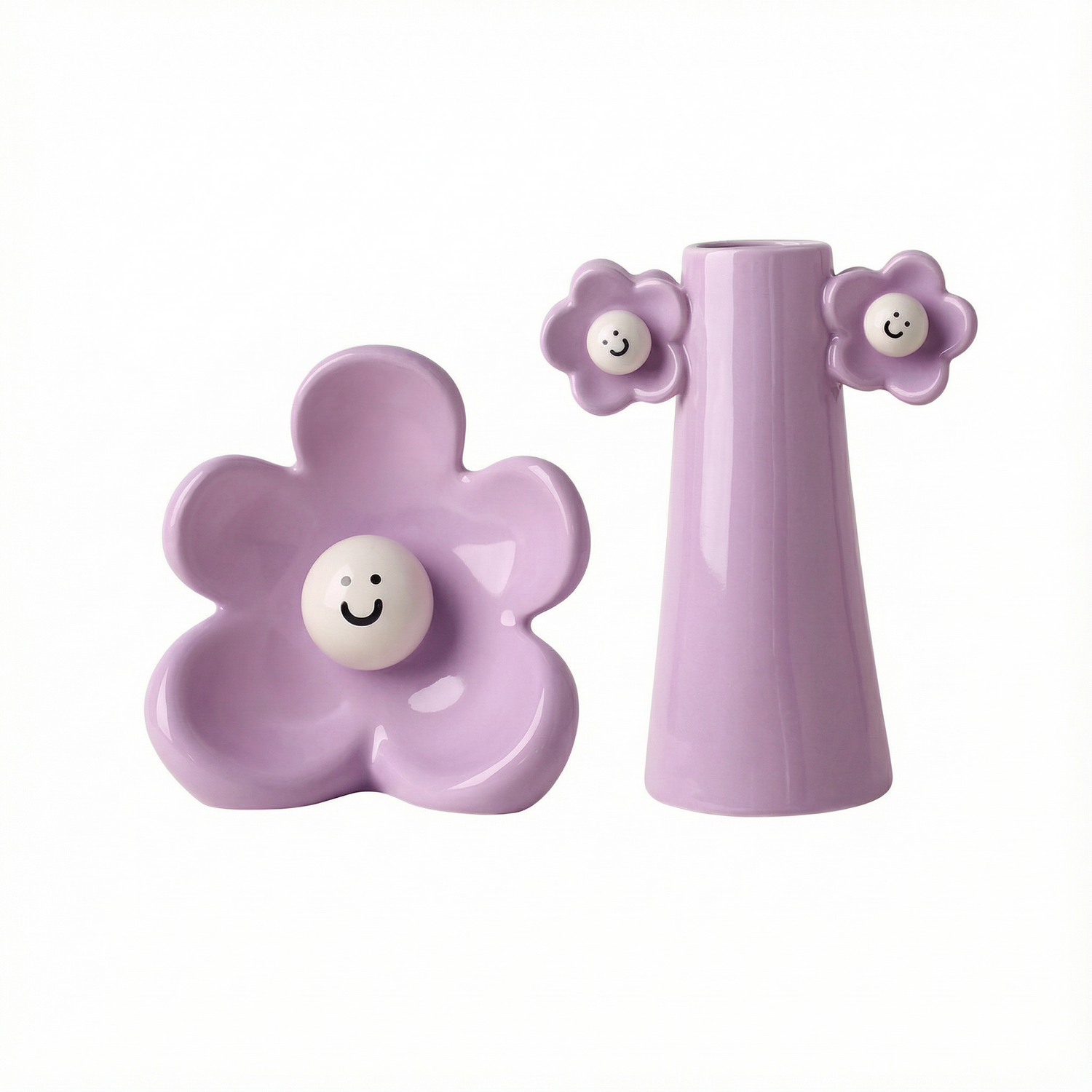 Smiley Flower Ceramic Vase